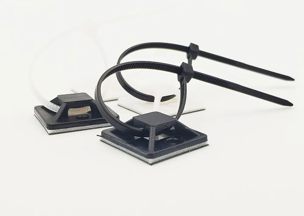 Cable Tie Mount Black White Zip Tie Car Cable Wire Removable Wall Holder Mount Clip Green Glue Self Adhesive Cable Tie Base