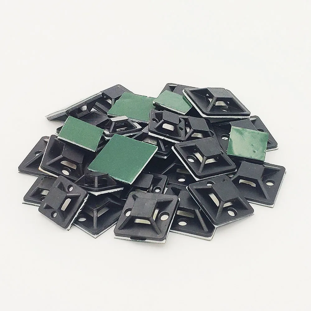 Cable Tie Mount Black White Zip Tie Car Cable Wire Removable Wall Holder Mount Clip Green Glue Self Adhesive Cable Tie Base