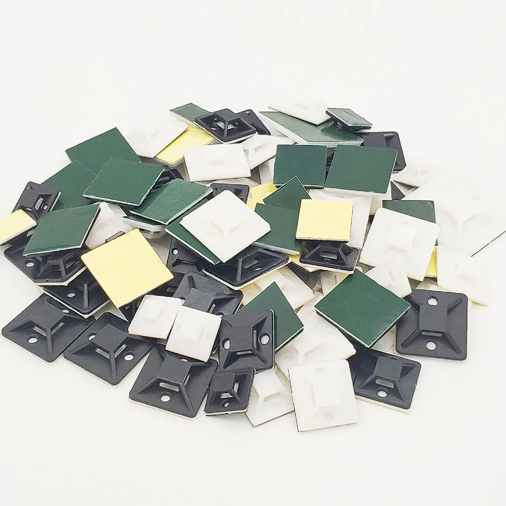 Cable Tie Mount Black White Zip Tie Car Cable Wire Removable Wall Holder Mount Clip Green Glue Self Adhesive Cable Tie Base