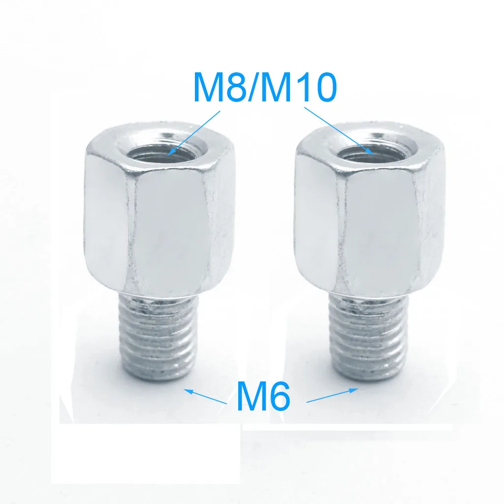 1 Pair (2 Pcs) Scooter Motorcycle Rear Mirror Adapters M10 10mm M8 8mm to 6mm M6 Male Female Right hand thread Changing Screw
