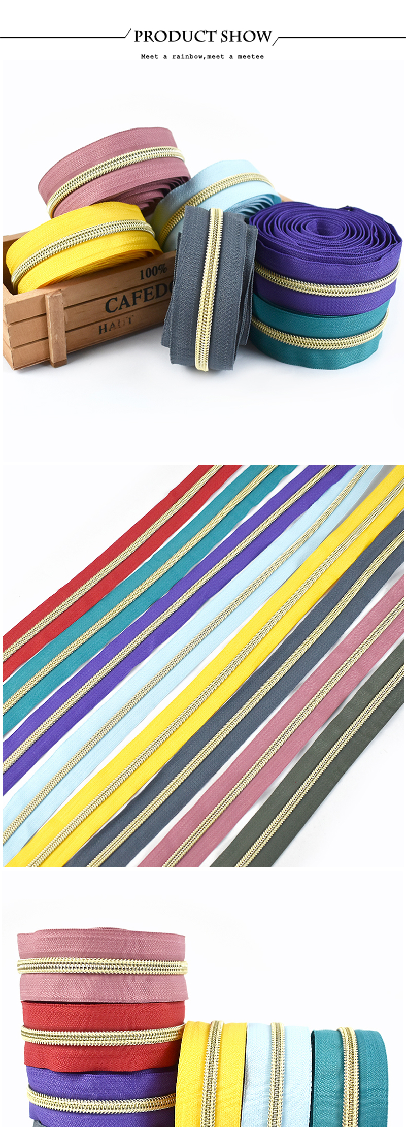 Meetee 2/4/8/10M 5# Nylon Coil Code Zippers Decor DIY Sewing Bags Purse Garment Zipper Tapes Colorful Zips Repair Accessories