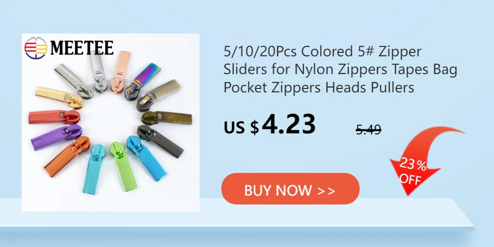 Meetee 2/4/8/10M 5# Nylon Coil Code Zippers Decor DIY Sewing Bags Purse Garment Zipper Tapes Colorful Zips Repair Accessories
