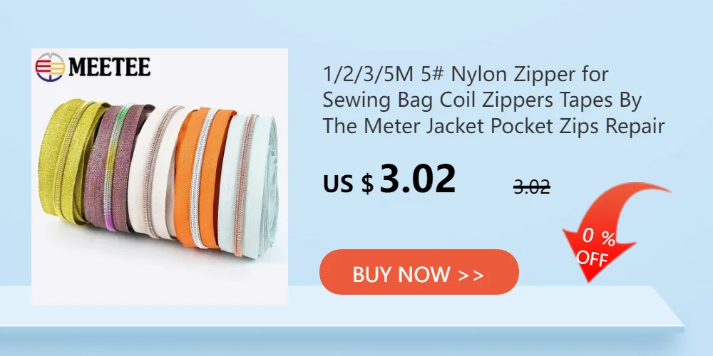 Meetee 2/4/8/10M 5# Nylon Coil Code Zippers Decor DIY Sewing Bags Purse Garment Zipper Tapes Colorful Zips Repair Accessories