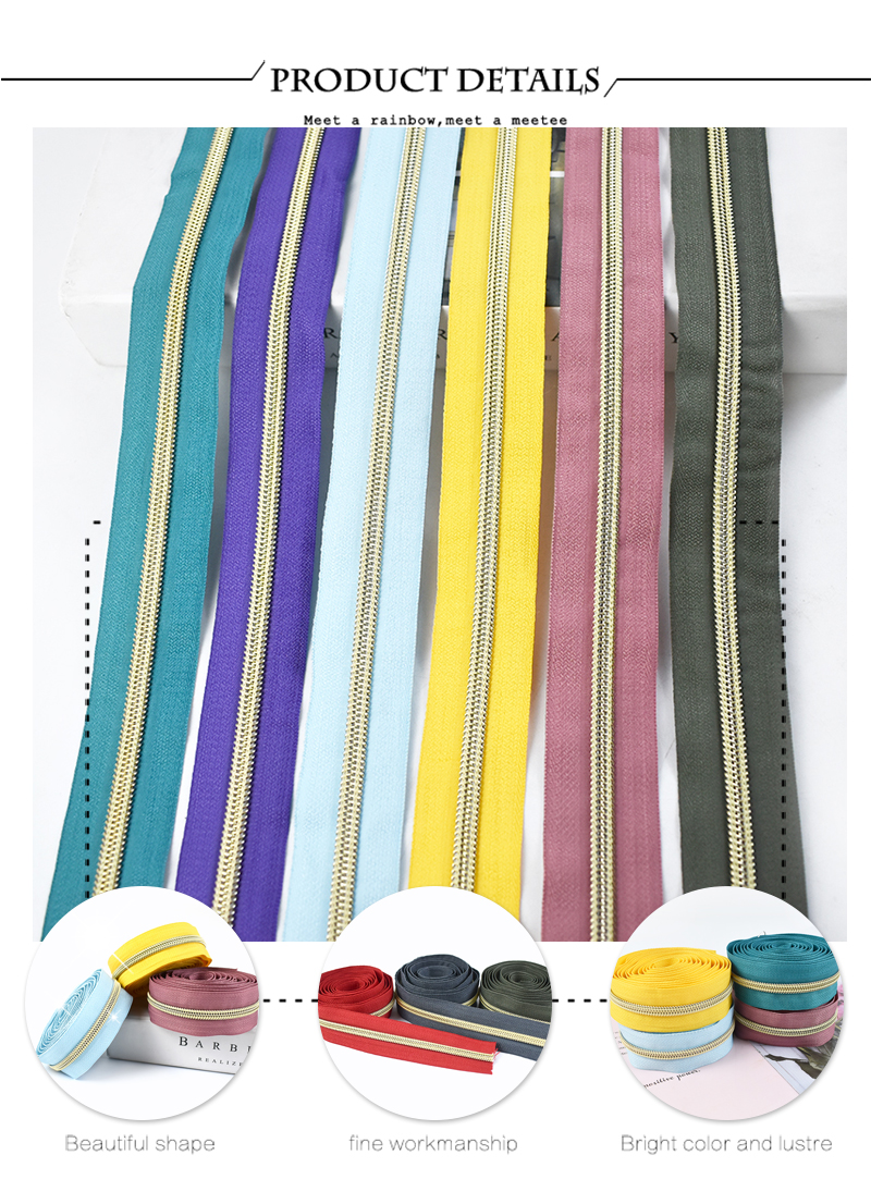 Meetee 2/4/8/10M 5# Nylon Coil Code Zippers Decor DIY Sewing Bags Purse Garment Zipper Tapes Colorful Zips Repair Accessories