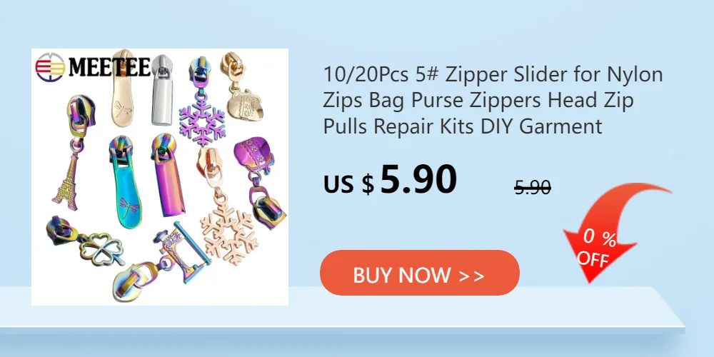 Meetee 2/4/8/10M 5# Nylon Coil Code Zippers Decor DIY Sewing Bags Purse Garment Zipper Tapes Colorful Zips Repair Accessories