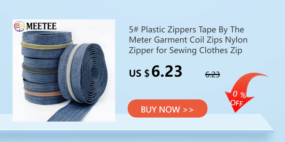 Meetee 2/4/8/10M 5# Nylon Coil Code Zippers Decor DIY Sewing Bags Purse Garment Zipper Tapes Colorful Zips Repair Accessories