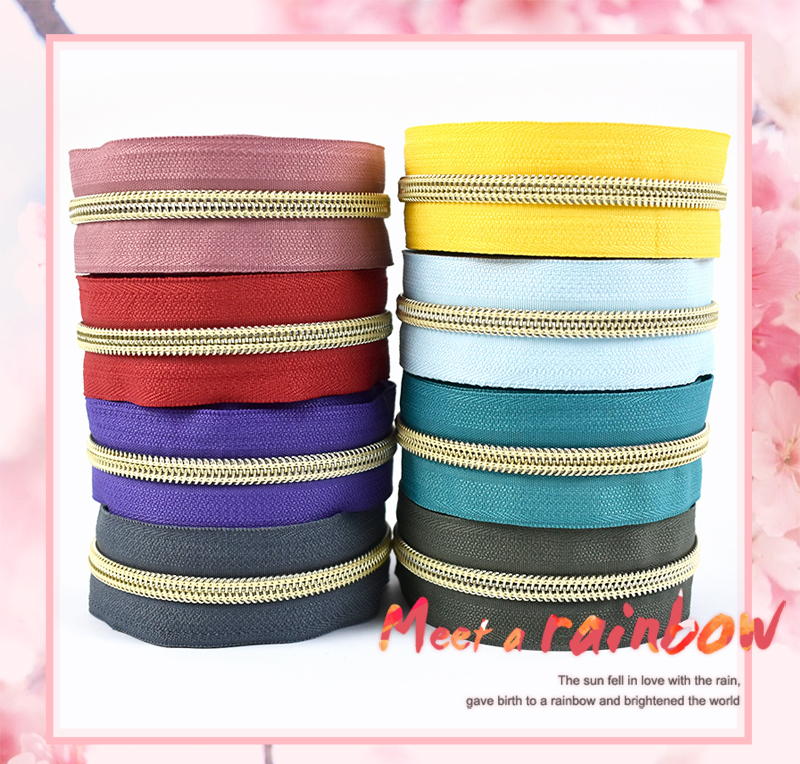 Meetee 2/4/8/10M 5# Nylon Coil Code Zippers Decor DIY Sewing Bags Purse Garment Zipper Tapes Colorful Zips Repair Accessories