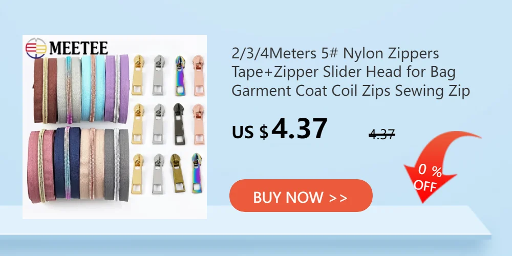 Meetee 2/4/8/10M 5# Nylon Coil Code Zippers Decor DIY Sewing Bags Purse Garment Zipper Tapes Colorful Zips Repair Accessories