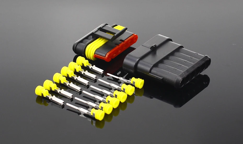 2-5 Sets Kit 2 Pin 1/2/3/4/5/6 Pins Way AMP Super Seal Waterproof Electrical Wire Connector Plug for Car Waterproof Connector