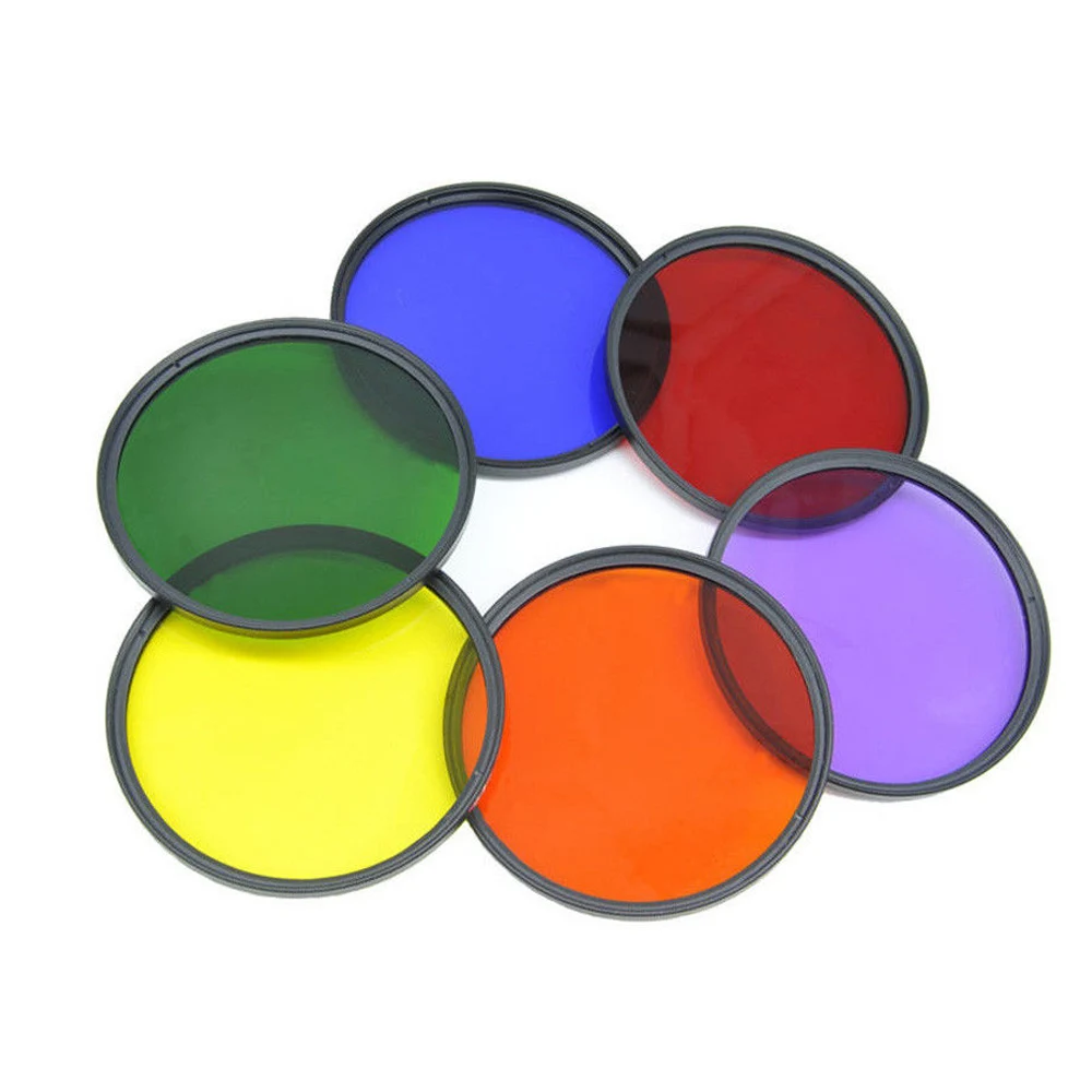 NEW 37 40.5 43 46 49 52 55 58 62 67 72 77 82mm DSLR Camera Lens Red Orange Yellow Green Blue Purple Color Filter for Canon