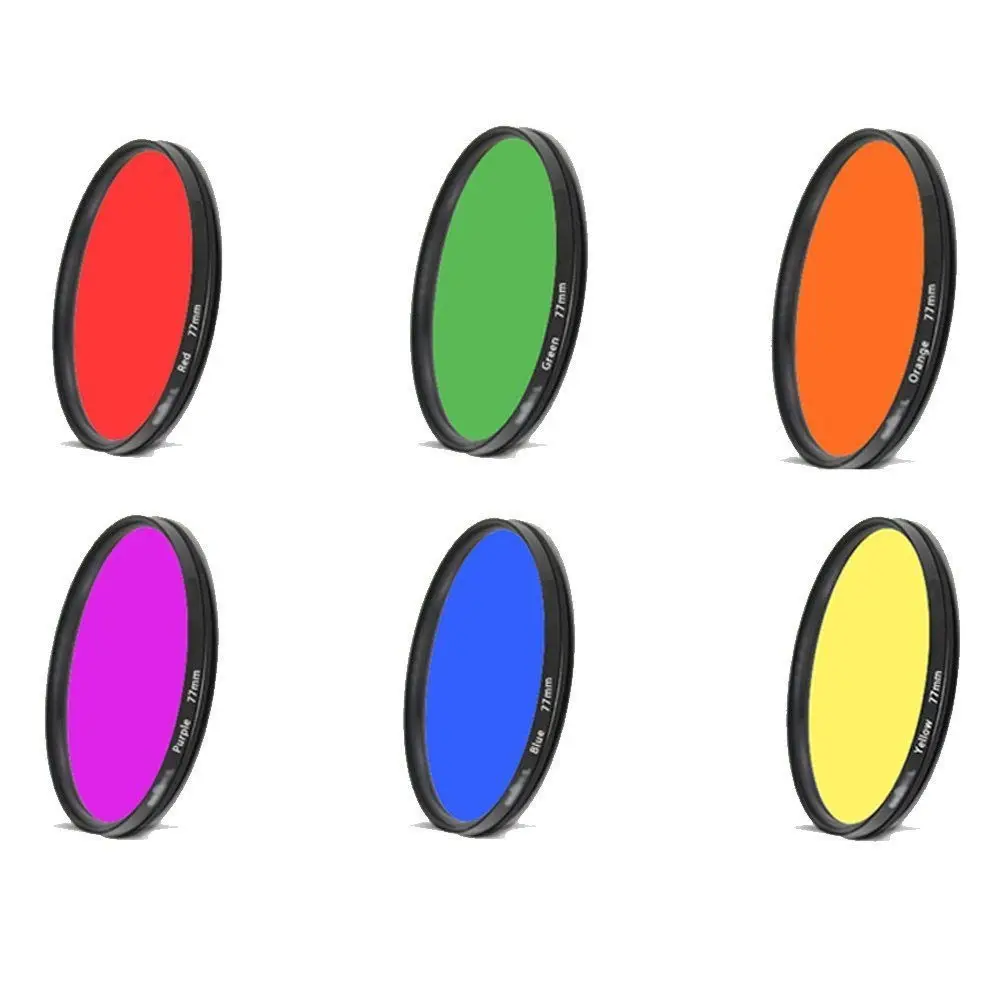 NEW 37 40.5 43 46 49 52 55 58 62 67 72 77 82mm DSLR Camera Lens Red Orange Yellow Green Blue Purple Color Filter for Canon