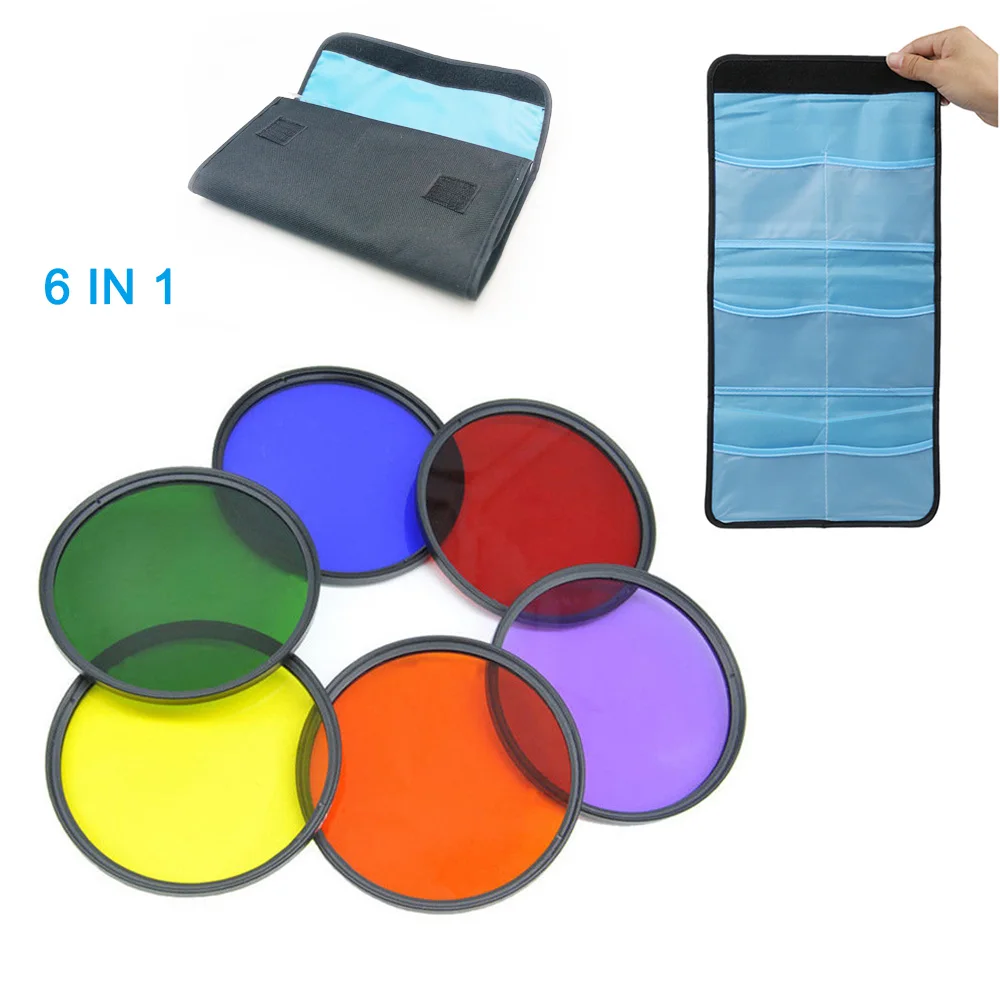 NEW 37 40.5 43 46 49 52 55 58 62 67 72 77 82mm DSLR Camera Lens Red Orange Yellow Green Blue Purple Color Filter for Canon