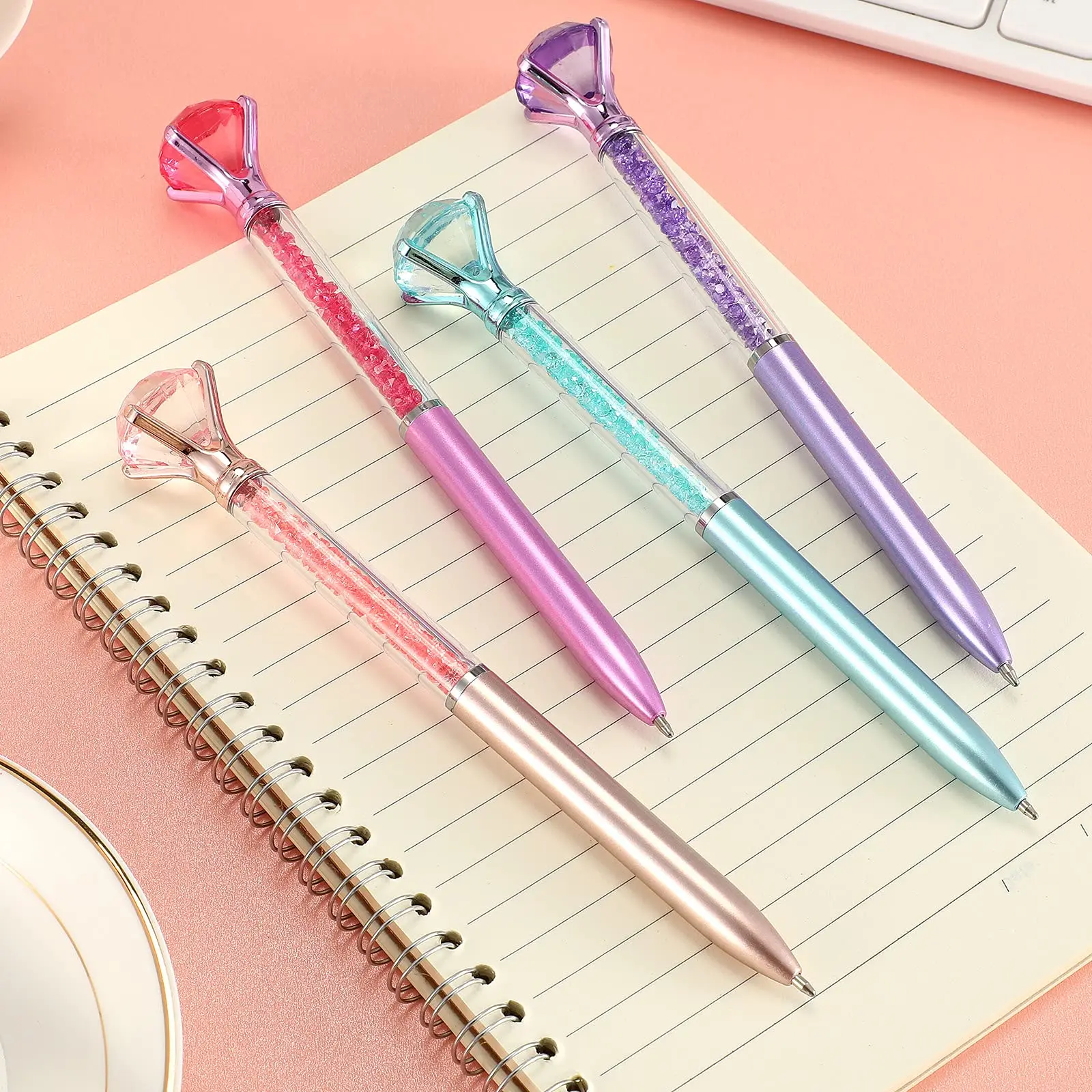 24Pcs Large Crystal Diamond Pens Christmas Gift Shiny Ballpoint Pen Black Ink Pens Suitable For School Office Supplies