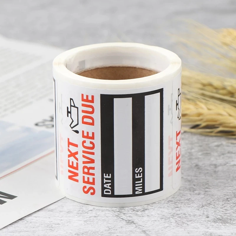 100-300pcs/roll Oil Change Maintenance Service Reminder Stickers Window Sticker Adhesive Labels Car Sticker  "NEXT SERVICE DUE"