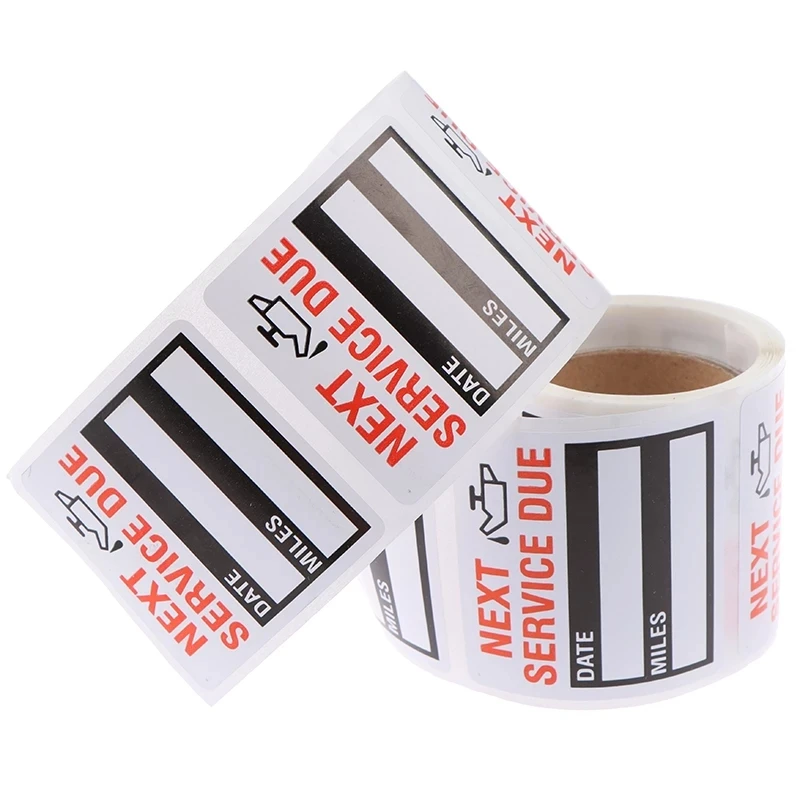 100-300pcs/roll Oil Change Maintenance Service Reminder Stickers Window Sticker Adhesive Labels Car Sticker  "NEXT SERVICE DUE"