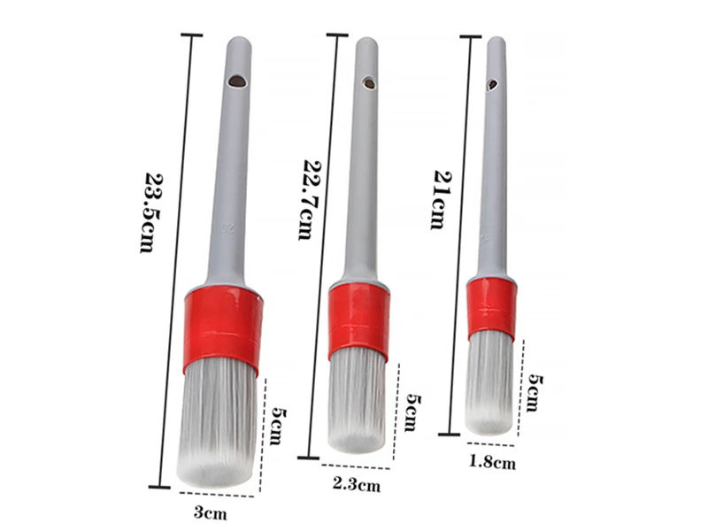 Lucullan Super Soft Synthetic Bristle Detailing Brushes Set PP Handle For Wheels,Tires, Engine Bay, Leather Seats, Door Panels