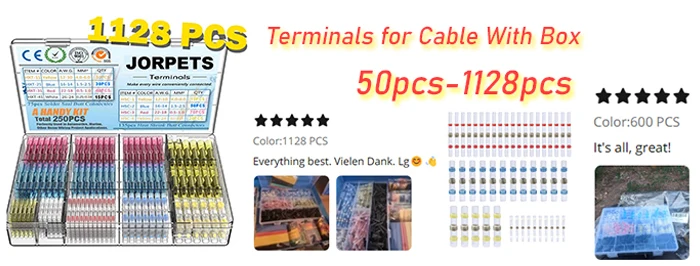Heat Shrink Connectors Sleeve Tube Terminals Electrical Butt Splice Wire Connector Splice Solder Insulated Electrical Cable