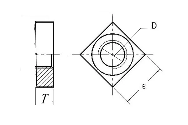 M3 M4 M5 M6 M8 Zinc Plated Carbon Steel Thin Quadrangle Block Square Nut DIN562