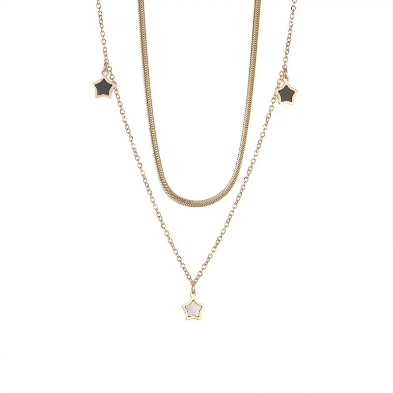 DIEYURO 316L Stainless Steel Multilayer Chain Star Charm Necklace Bracelet For Women New Trend Jewelry Set Girls Party Gifts