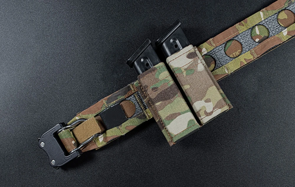 FAST 9MM Pistol Single/Double Magazine Pouch Tactical MOLLE Mag Pouch with Quick Release Kydex Insert for GL M9 P226 HK USP