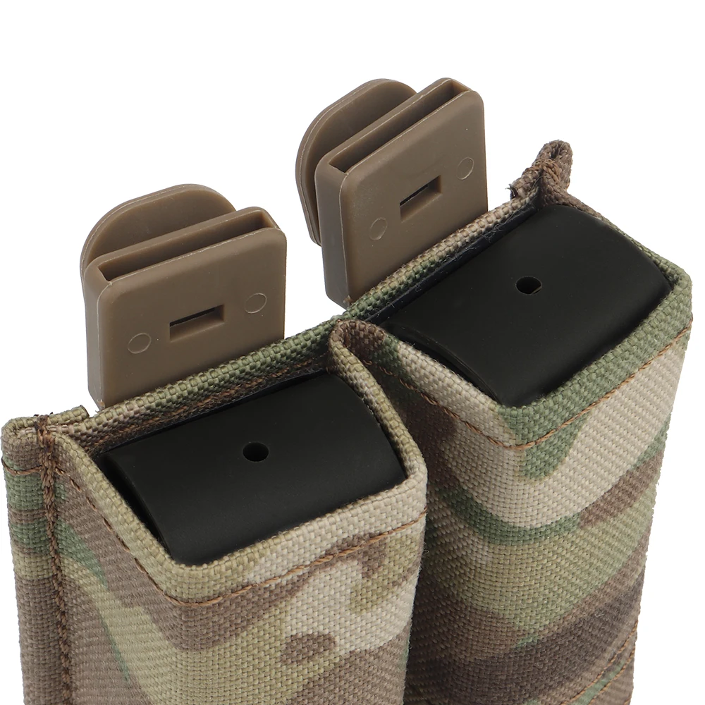 FAST 9MM Pistol Single/Double Magazine Pouch Tactical MOLLE Mag Pouch with Quick Release Kydex Insert for GL M9 P226 HK USP