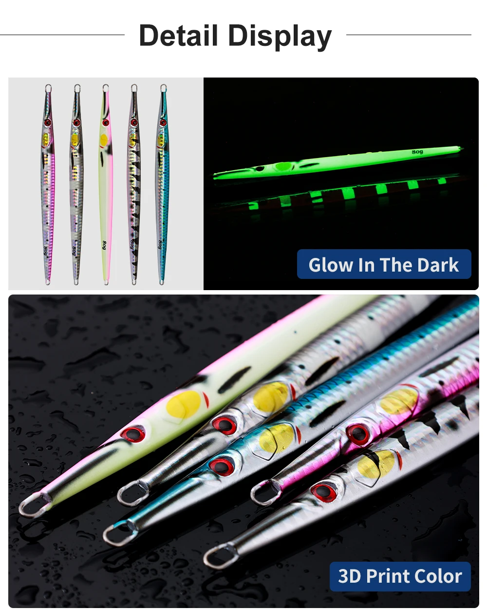 JIGGINGPRO 40g 60g 80g 100g 150g 3D Print Needle Jig Speed Jigs Saltwater Jigging Lure