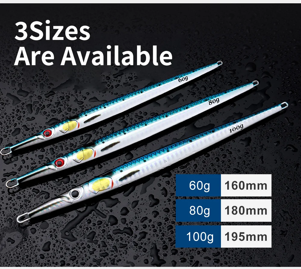 JIGGINGPRO 40g 60g 80g 100g 150g 3D Print Needle Jig Speed Jigs Saltwater Jigging Lure