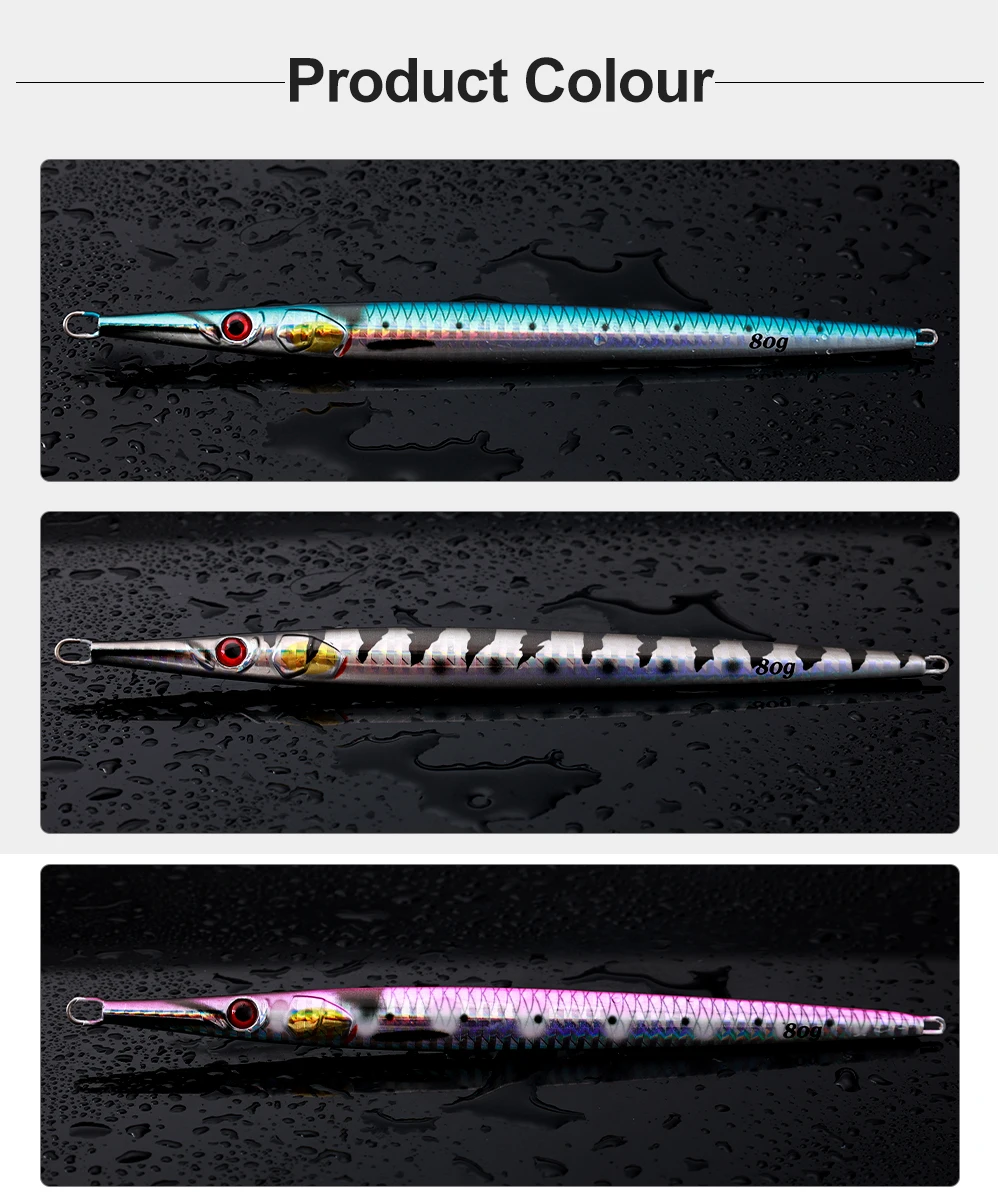 JIGGINGPRO 40g 60g 80g 100g 150g 3D Print Needle Jig Speed Jigs Saltwater Jigging Lure