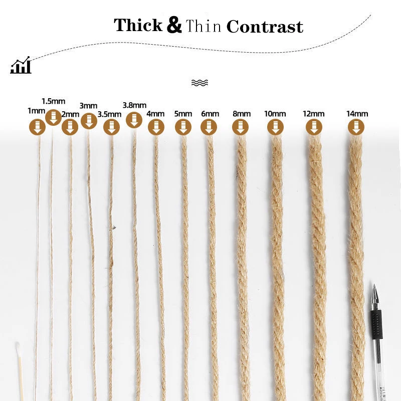 Natural Vintage Jute Rope String 1/2/3/4/5/6/8/10mm DIY Jute Cord Twine Ribbon Crafts Sewing Handwork Gift Wrap Home Decoration