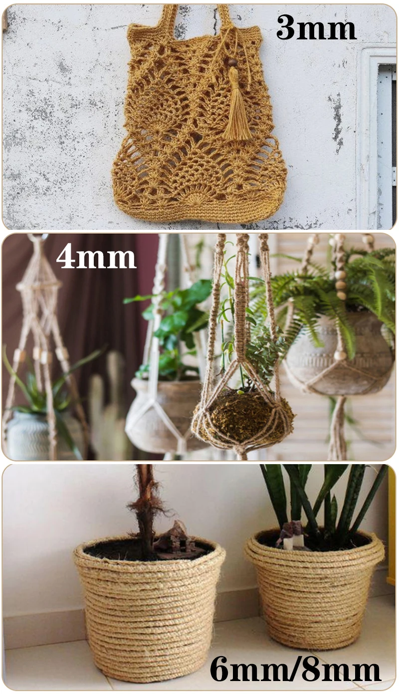 Natural Vintage Jute Rope String 1/2/3/4/5/6/8/10mm DIY Jute Cord Twine Ribbon Crafts Sewing Handwork Gift Wrap Home Decoration