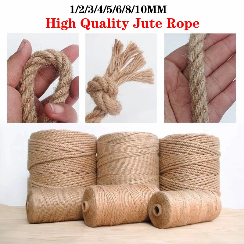 Natural Vintage Jute Rope String 1/2/3/4/5/6/8/10mm DIY Jute Cord Twine Ribbon Crafts Sewing Handwork Gift Wrap Home Decoration