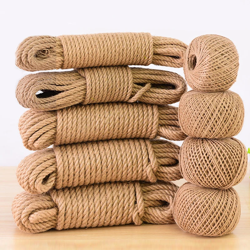 Natural Vintage Jute Rope String 1/2/3/4/5/6/8/10mm DIY Jute Cord Twine Ribbon Crafts Sewing Handwork Gift Wrap Home Decoration