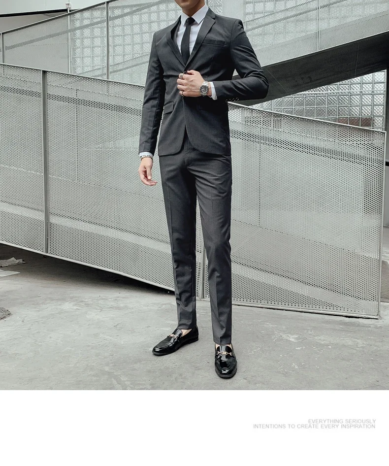 Suit Upgrade the New Fabric Men's Business Gentleman Fashion Slim Work Solid Color Plus Size Fair Dress Wedding Best Man Suit