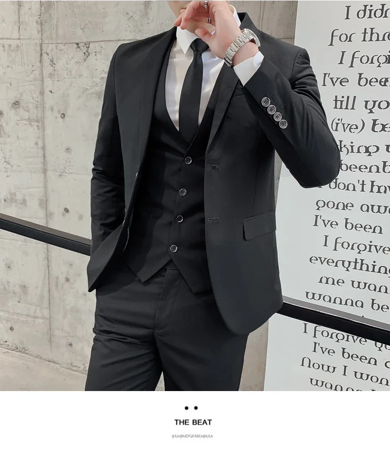 Suit Upgrade the New Fabric Men's Business Gentleman Fashion Slim Work Solid Color Plus Size Fair Dress Wedding Best Man Suit
