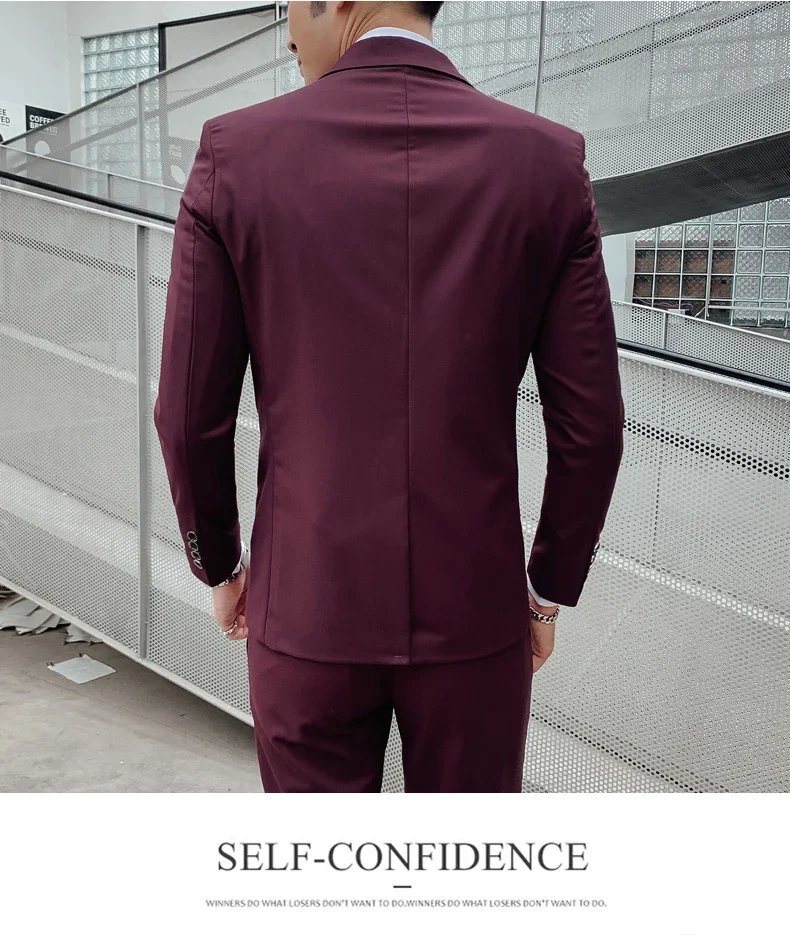 Suit Upgrade the New Fabric Men's Business Gentleman Fashion Slim Work Solid Color Plus Size Fair Dress Wedding Best Man Suit
