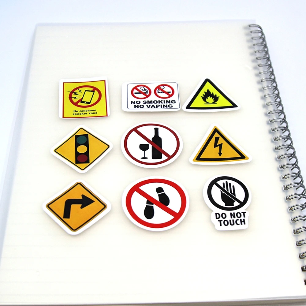 10/50/100PCS Warning Pattern Sign Stickers Pack DIY Skateboard Motorcycle Suitcase Stationery Decals Decor Phone Laptop Toys