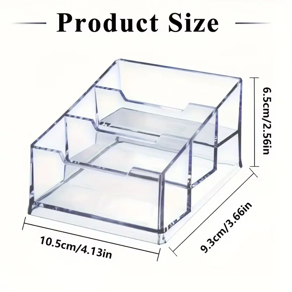 Acrylic Business Card Holder & Transparent Card Storage Rack, 3-Layer Plastic Desktop Business Card Holder