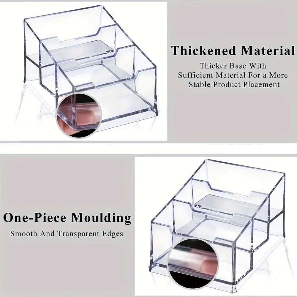 Acrylic Business Card Holder & Transparent Card Storage Rack, 3-Layer Plastic Desktop Business Card Holder
