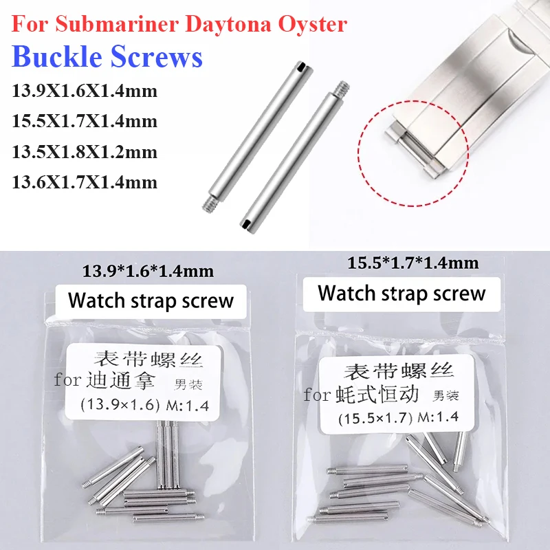 Watch Strap Screw Buckle Screw for Rolex Daytona Submariner Stainless Steel Watchband Slotted Screws Rod Shaft Watch Buckle Bolt