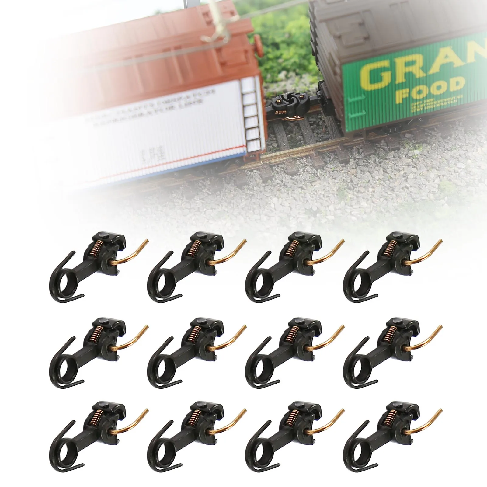 Evemodel 12pcs N Scale 1:160 Knuckle Couplers with Spring Railway Coupling