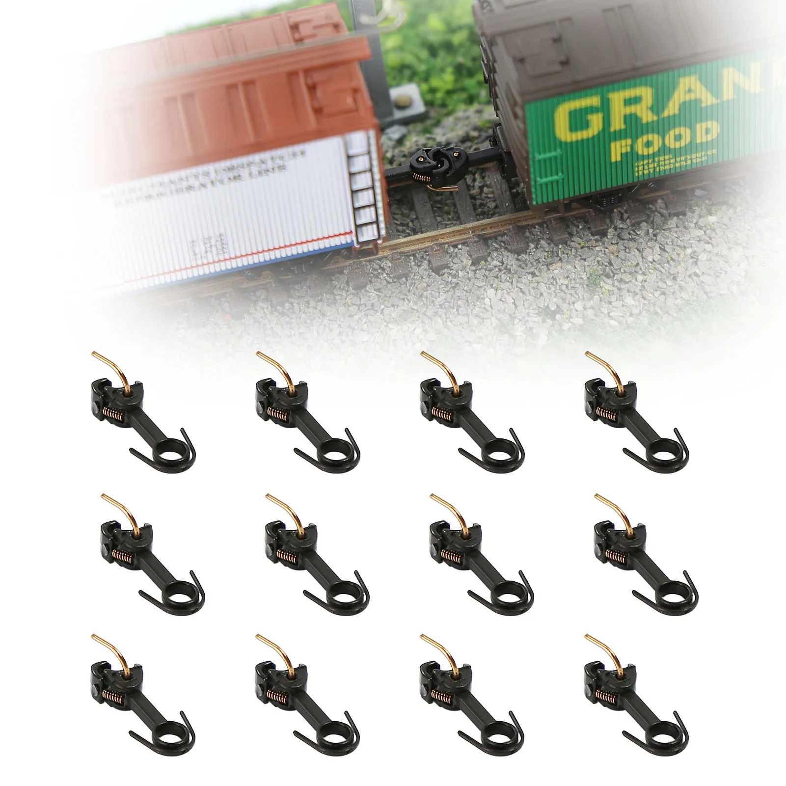 Evemodel 12pcs N Scale 1:160 Knuckle Couplers with Spring Railway Coupling