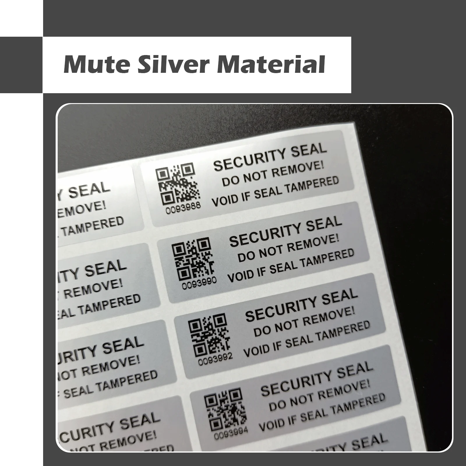 5x1.5cm Mute Silver Tamper Proof Sticker with QR Code, Warranty Void Seal Security Label Sticker with Serial Numbers