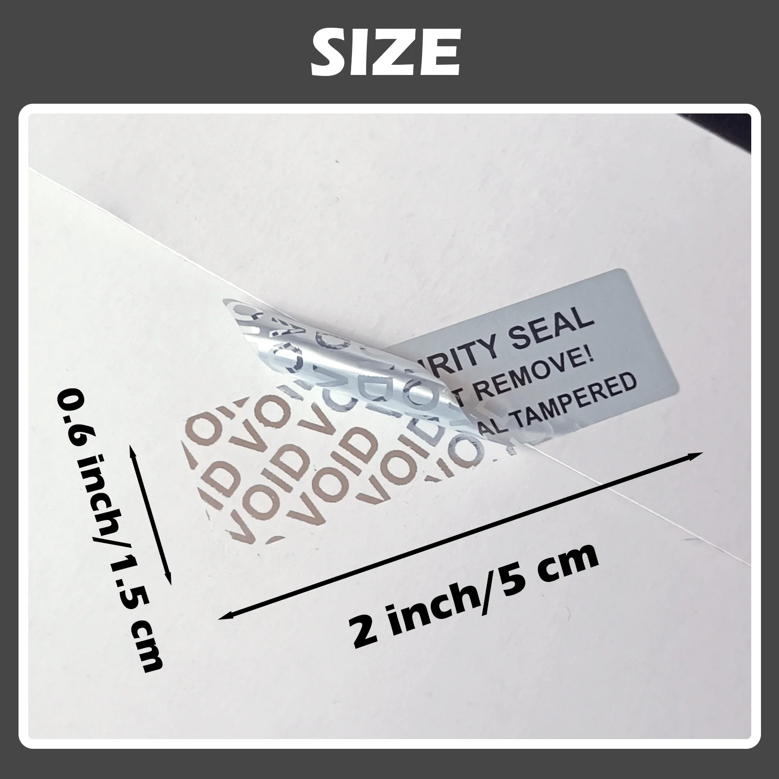 5x1.5cm Mute Silver Tamper Proof Sticker with QR Code, Warranty Void Seal Security Label Sticker with Serial Numbers