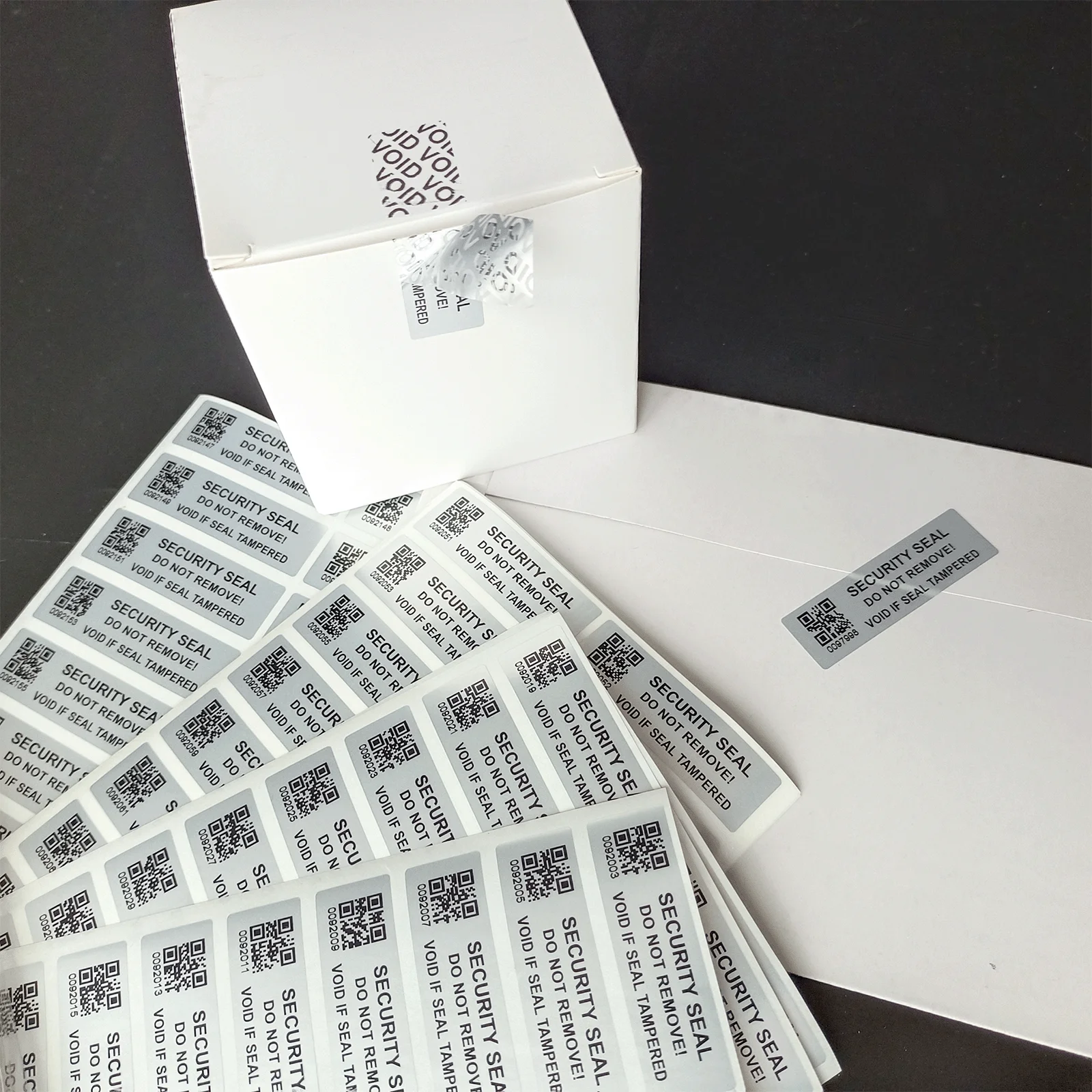 5x1.5cm Mute Silver Tamper Proof Sticker with QR Code, Warranty Void Seal Security Label Sticker with Serial Numbers