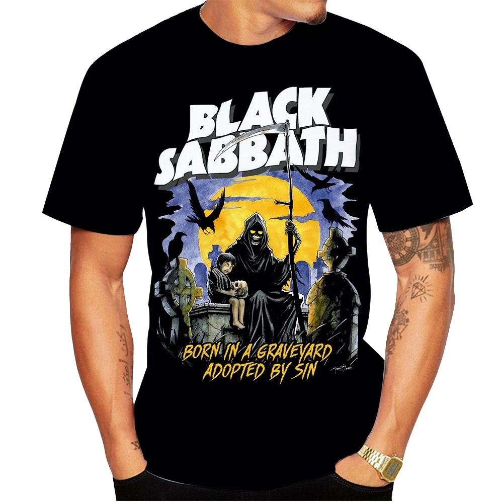Summer fashion hot street hip-hop 3D printing trend cool black casual cool T-shirt