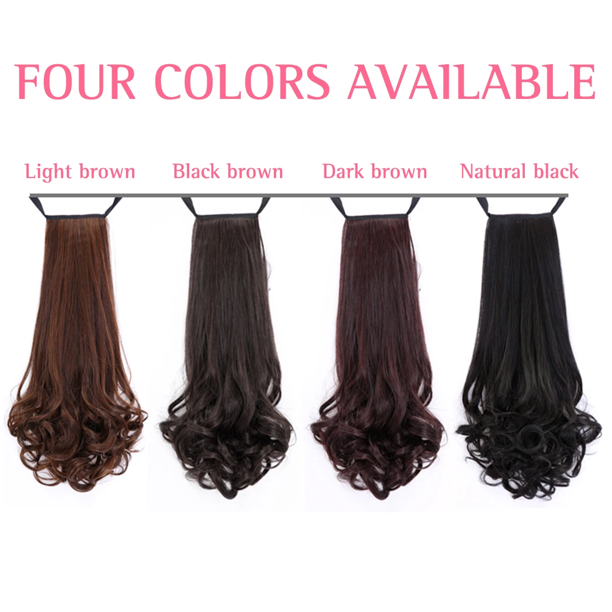 18-23 inch Synthetic Natural Strap Ponytail Wrapped Around Woman's Ponytail Long Curly Hair Wig Hairpiece For Daily Wear
