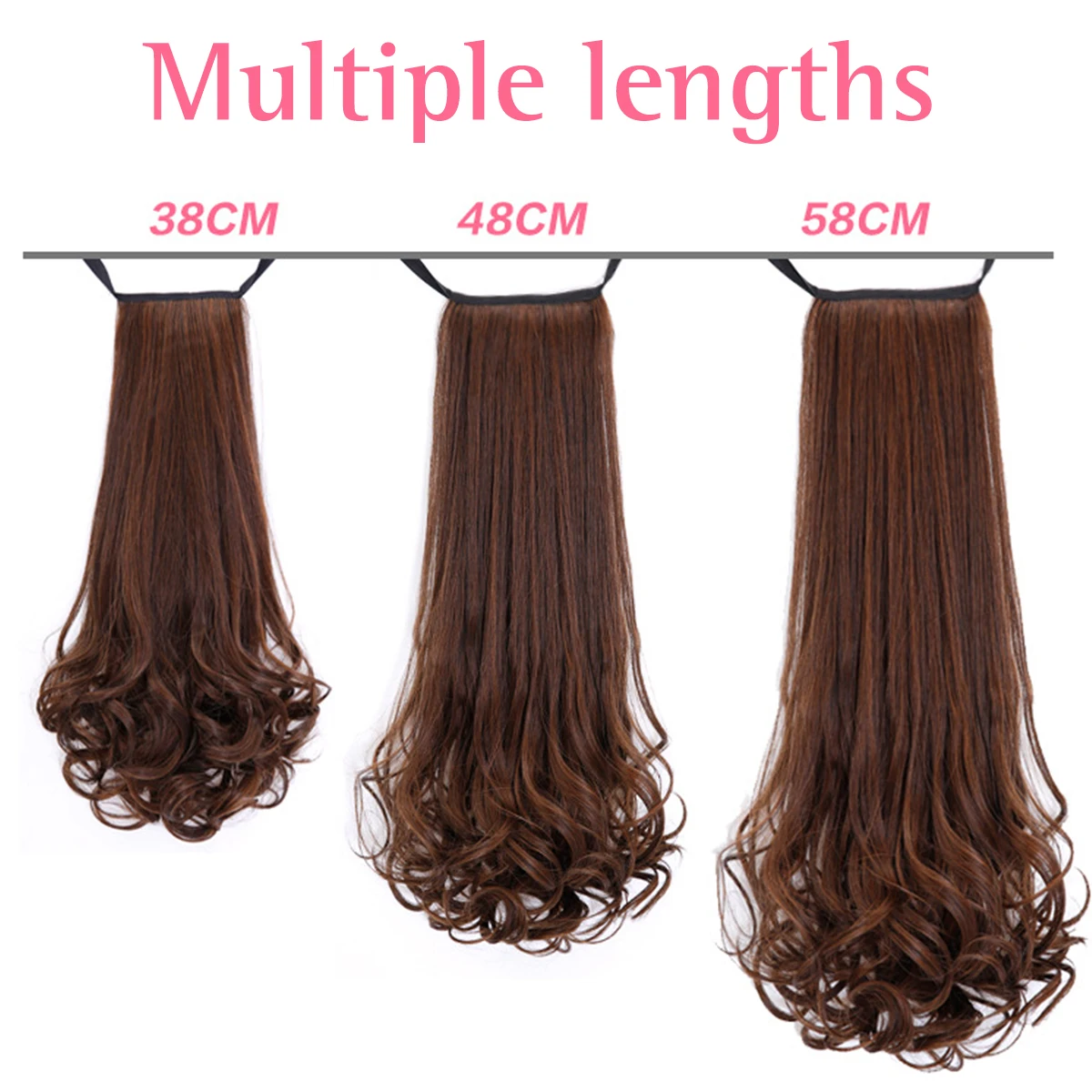 18-23 inch Synthetic Natural Strap Ponytail Wrapped Around Woman's Ponytail Long Curly Hair Wig Hairpiece For Daily Wear