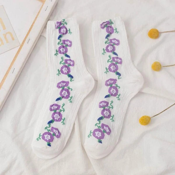 5 Pairs/Set Funny Socks Women Cute Middle Tube Socks Aesthetic Fun Socks Kawaii Cartoon Spring Summer Crew Socks