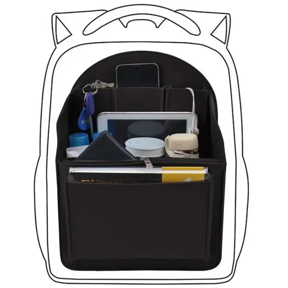 Makeup Organizer Felt Insert Bag for Interior Travel Bag Portable Bag Cosmetic Bags Fit Various Women Backpack Bags