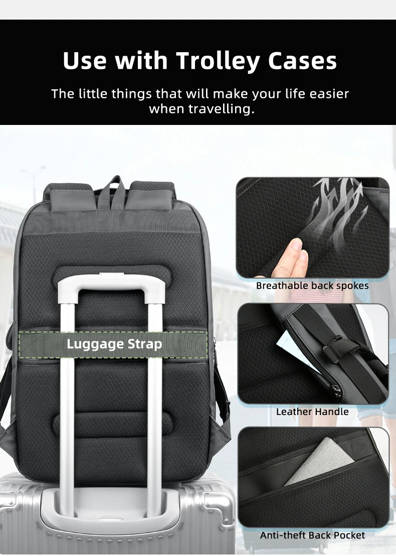 HK Travel Business Backpack for Men Large Capacity 17 Inch Laptop Backpack Multifunctional Anti-Theft Backpack Weekender Daypack